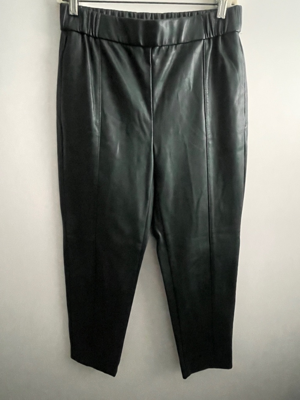 Ann Taylor Dark Green Faux Leather Cropped Pants Sz Small
